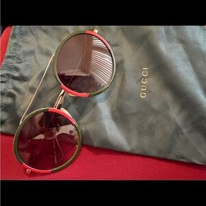 Gucci Red and Green Aviator Sunglasses